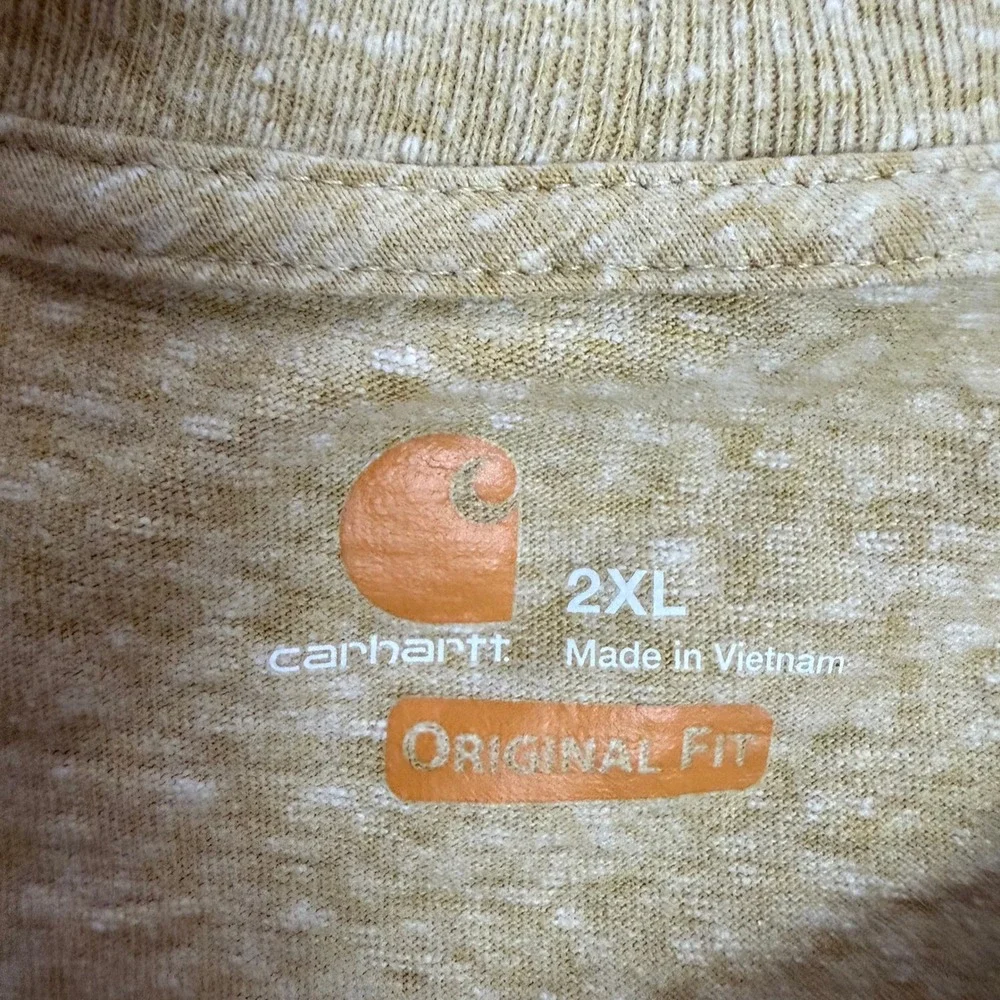 Carhartt Pocket T-Shirt Mens 2XL Yellow Heather Original Fit K87 Heavyweight Tee - Picture 5 of 8